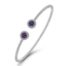 14K White Gold Bujukan Diamond Halo and Amethyst Bangle - 0.15 ct