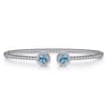 14K White Gold Bujukan Diamond Halo and Blue Topaz Bangle - 0.16 ct