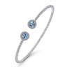 14K White Gold Bujukan Diamond Halo and Blue Topaz Bangle - 0.16 ct