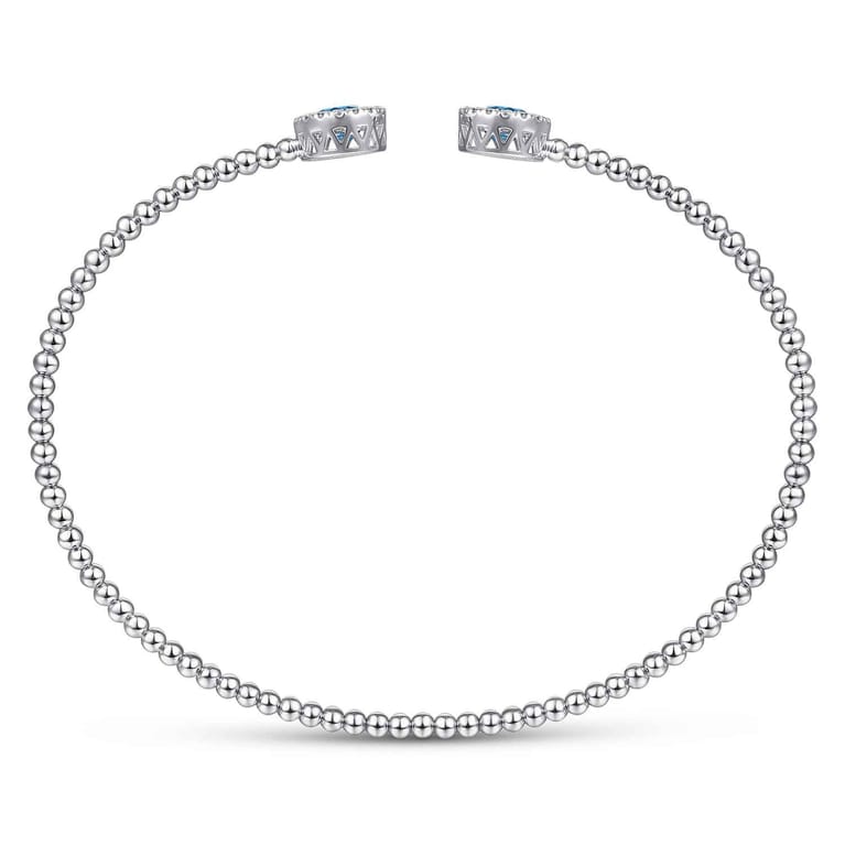 14K White Gold Bujukan Diamond Halo and Blue Topaz Bangle - 0.16 ct - Shot 3