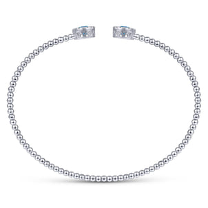 14K White Gold Bujukan Diamond Halo and Blue Topaz Bangle