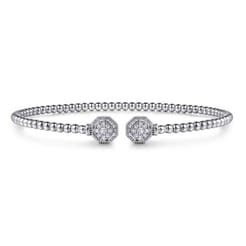 14K White Gold Bujukan Diamond Hexagon Split Bangle