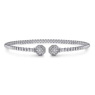 14K White Gold Bujukan Diamond Hexagon Split Bangle