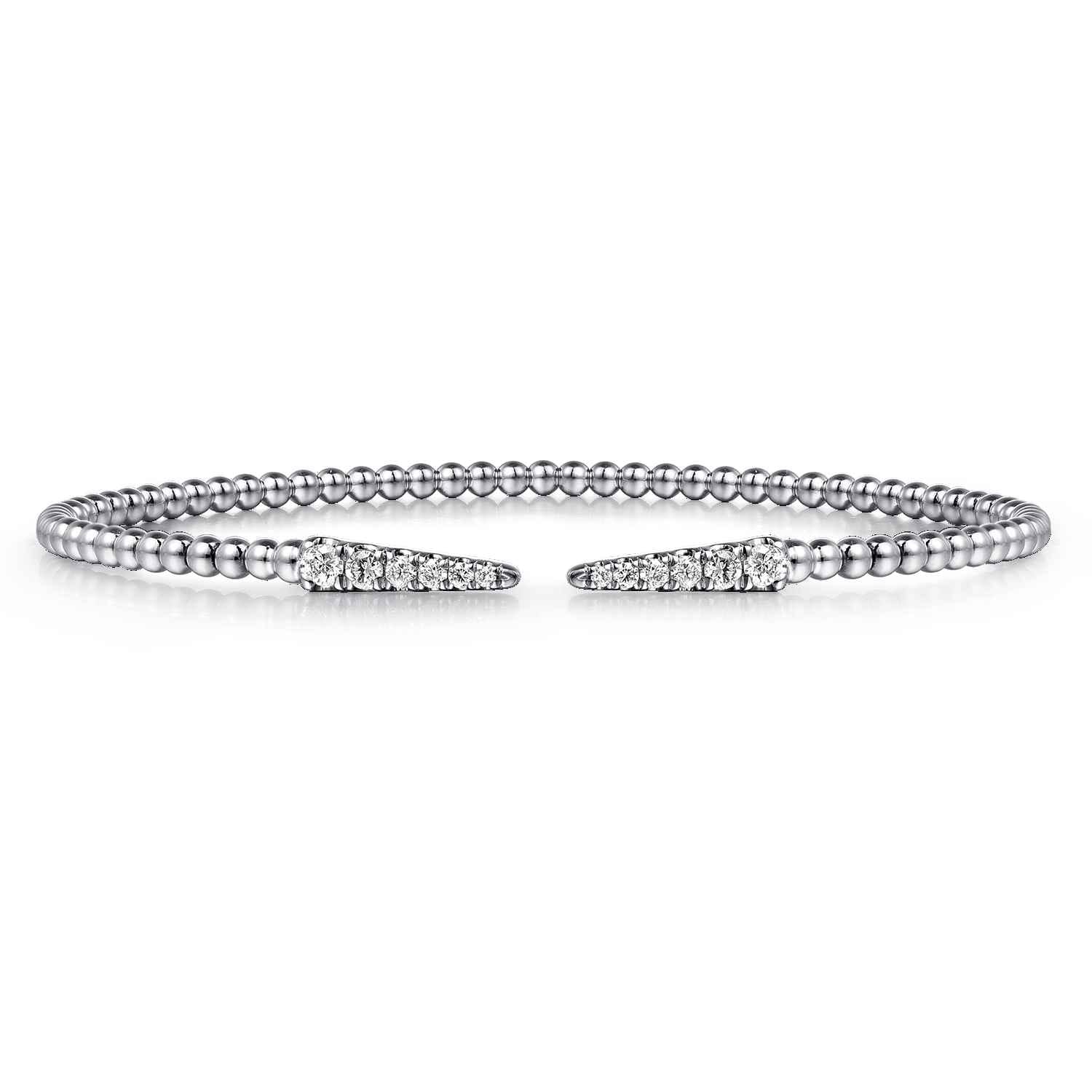 14K White Gold Bujukan Diamond Spikes Split Bangle - 0.25 ct - Shot 1