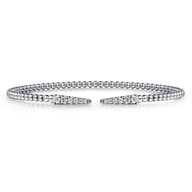 14K White Gold Bujukan Diamond Spikes Split Bangle