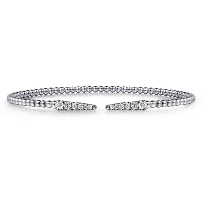 14K White Gold Bujukan Diamond Spikes Split Bangle