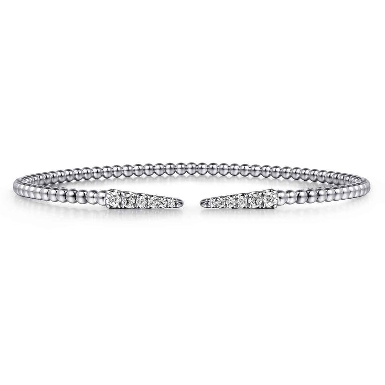 14K White Gold Bujukan Diamond Spikes Split Bangle - 0.25 ct - Shot 1