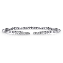 14K White Gold Bujukan Diamond Spikes Split Bangle