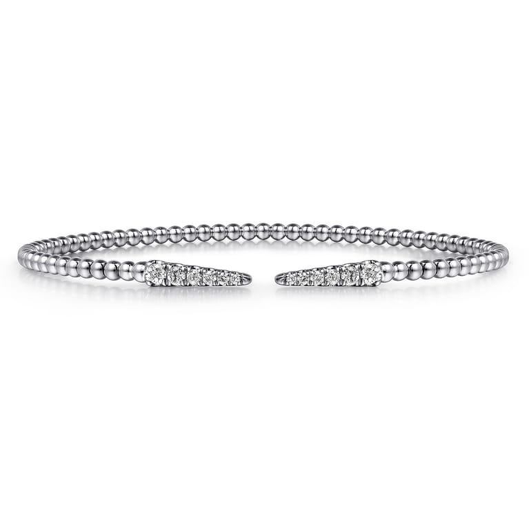 14K White Gold Bujukan Diamond Spikes Split Bangle - 0.25 ct - Shot 1