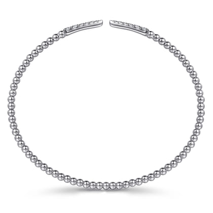14K White Gold Bujukan Diamond Spikes Split Bangle