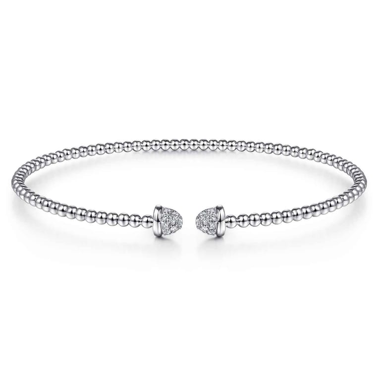 14K White Gold Bujukan Diamond Split Bangle - 0.2 ct - Shot 1