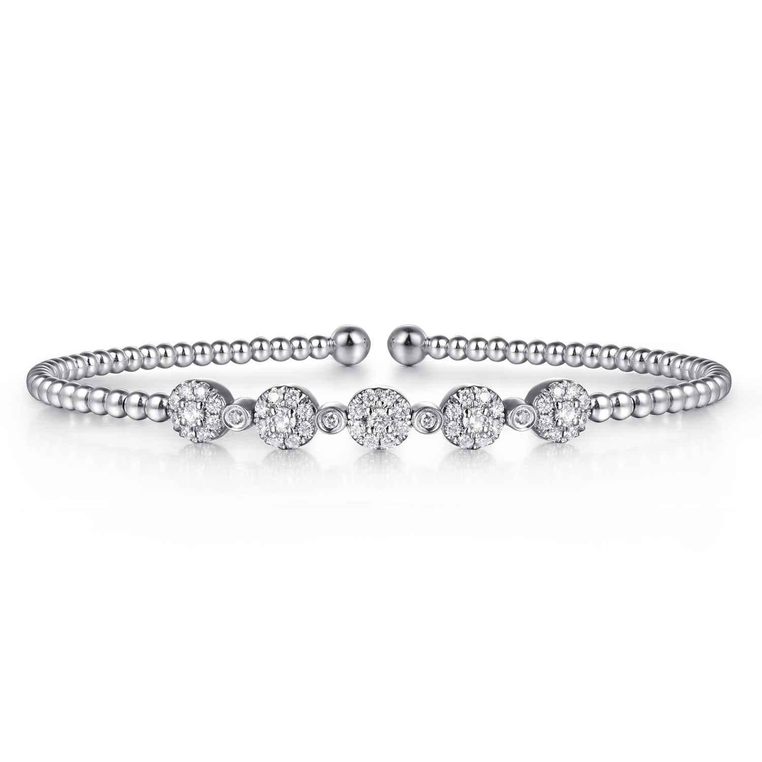 14K White Gold Bujukan Diamond Split Bangle - 0.38 ct - Shot 1