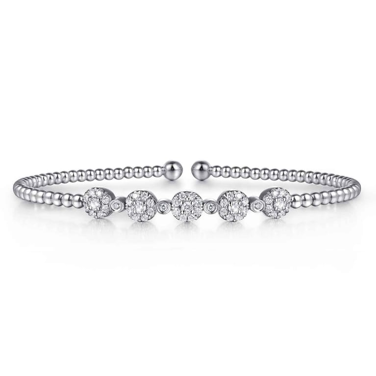 14K White Gold Bujukan Diamond Split Bangle - 0.38 ct - Shot 1