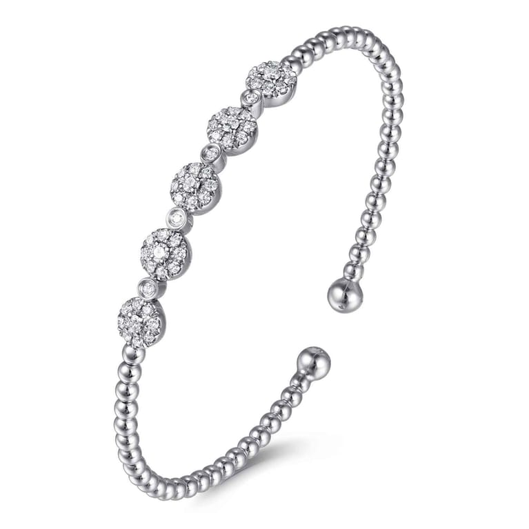 14K White Gold Bujukan Diamond Split Bangle - 0.38 ct - Shot 2