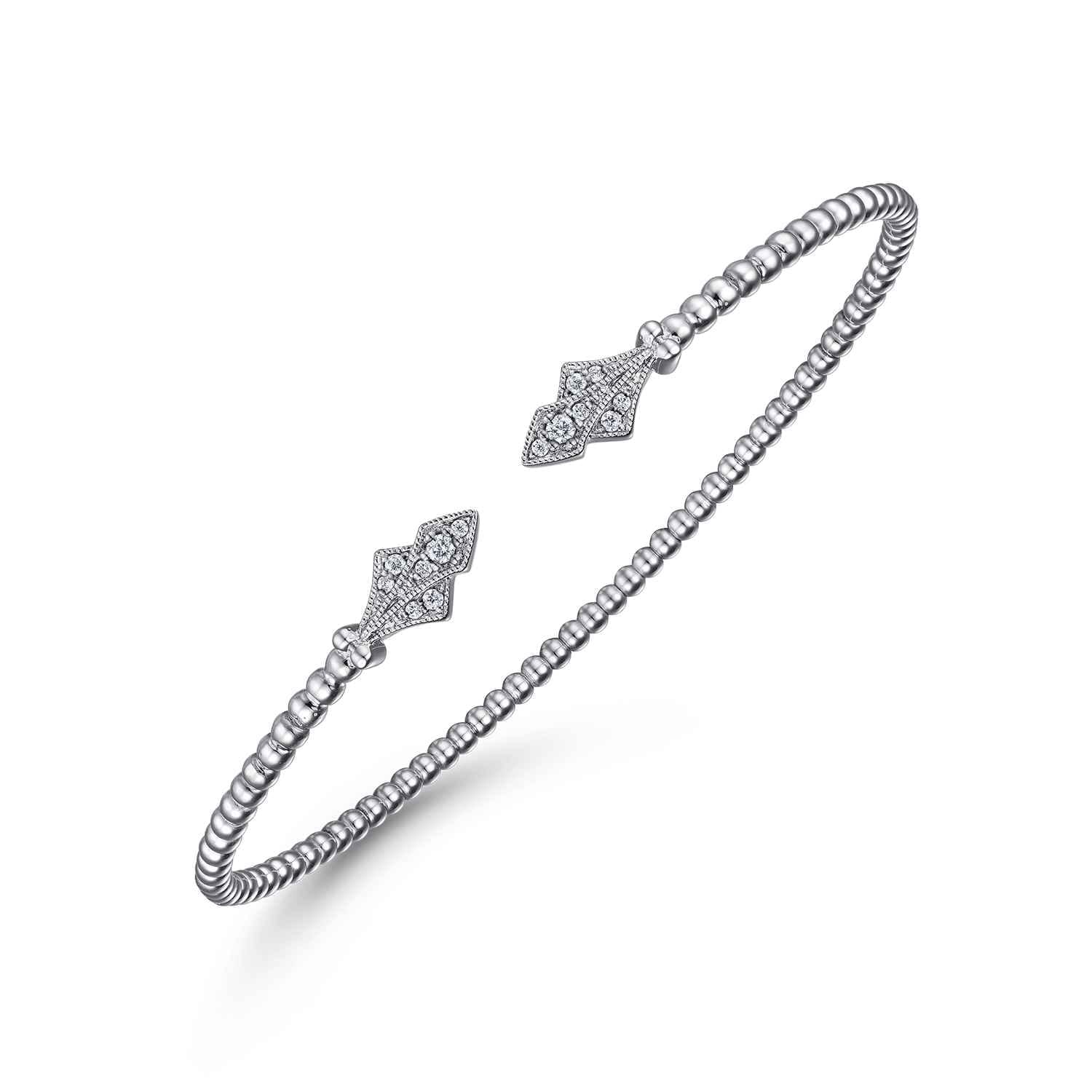 14K White Gold Bujukan Diamond Split Cuff - 0.12 ct - Shot 2