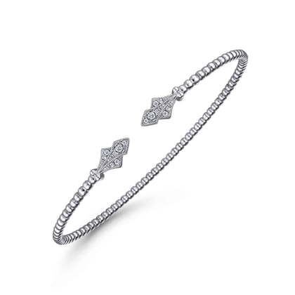 14K White Gold Bujukan Diamond Split Cuff
