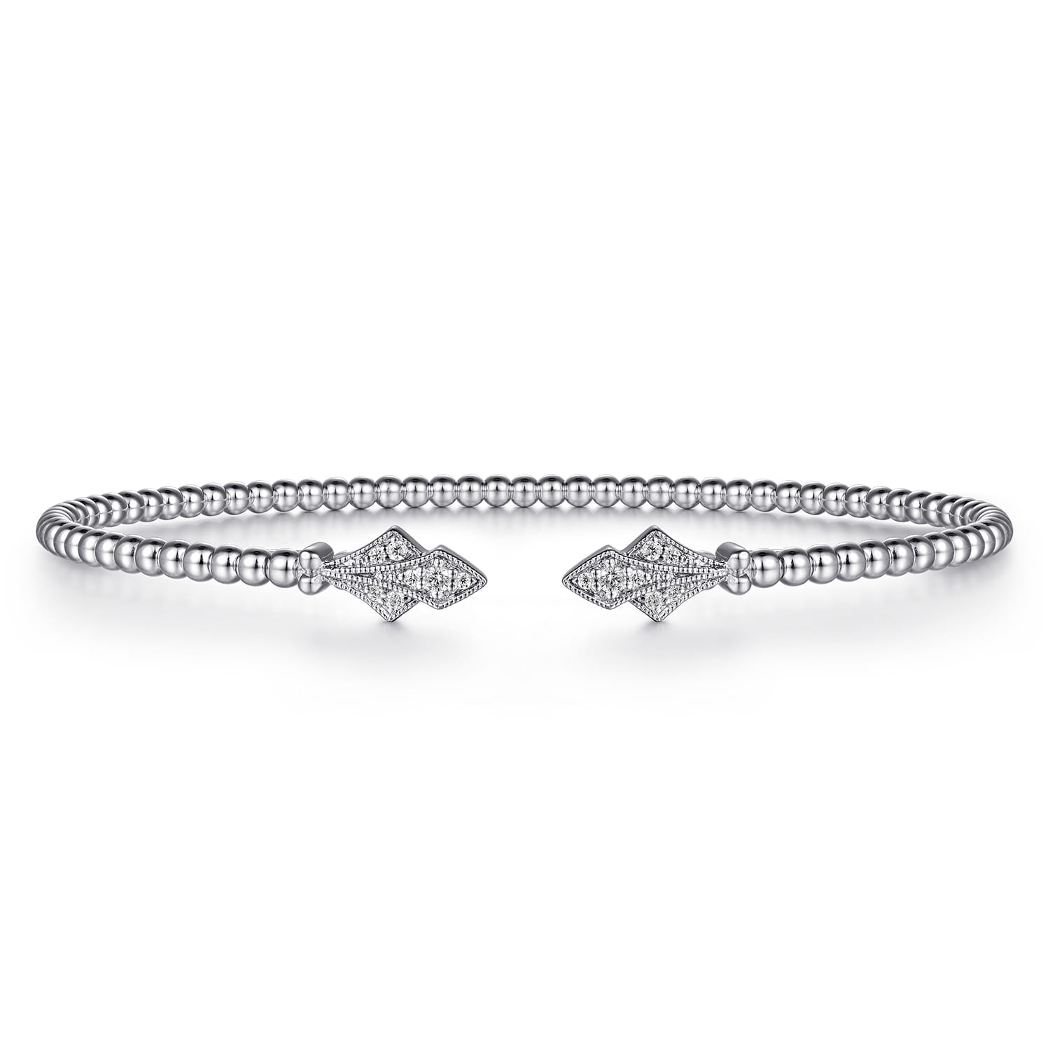 14K White Gold Bujukan Diamond Split Cuff - 0.12 ct - Shot 1