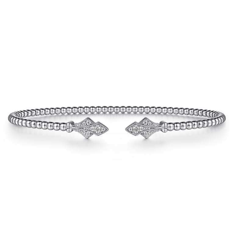 14K White Gold Bujukan Diamond Split Cuff - 0.12 ct - Shot 1