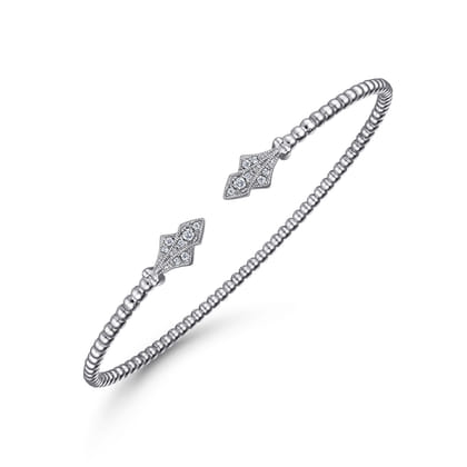 14K White Gold Bujukan Diamond Split Cuff