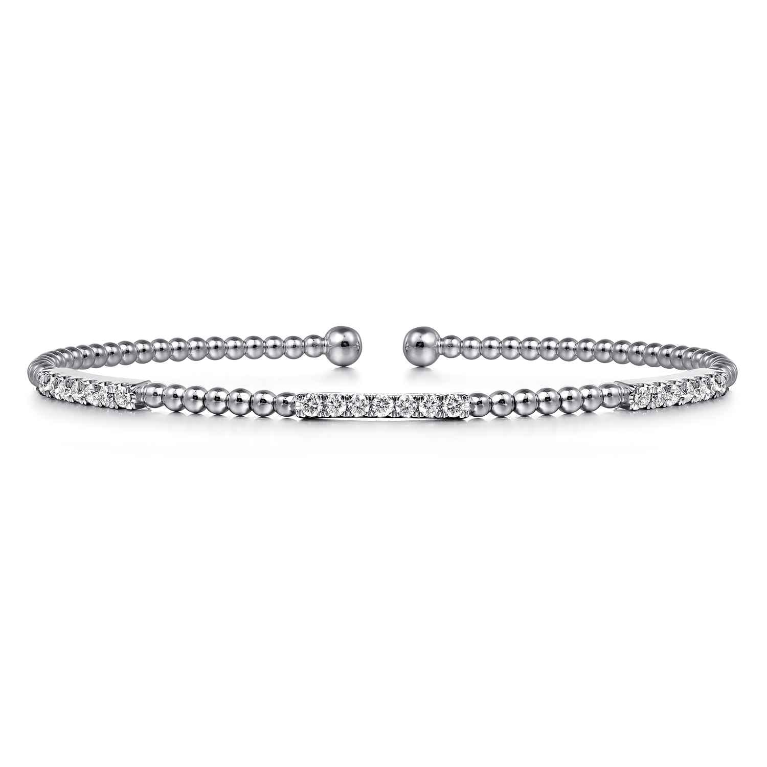 14K White Gold Bujukan Diamond Stations Bangle - 0.46 ct - Shot 1