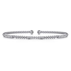 14K White Gold Bujukan Diamond Stations Bangle