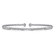 14K White Gold Bujukan Diamond Stations Bangle