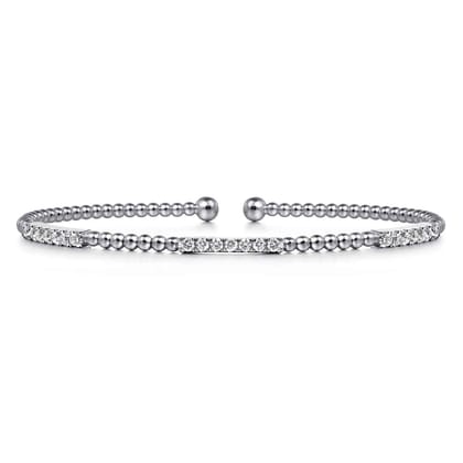 14K White Gold Bujukan Diamond Stations Bangle