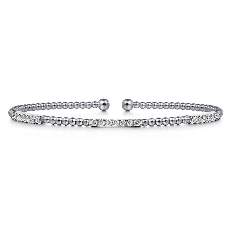 14K White Gold Bujukan Diamond Stations Bangle - 0.46 ct - Shot 1