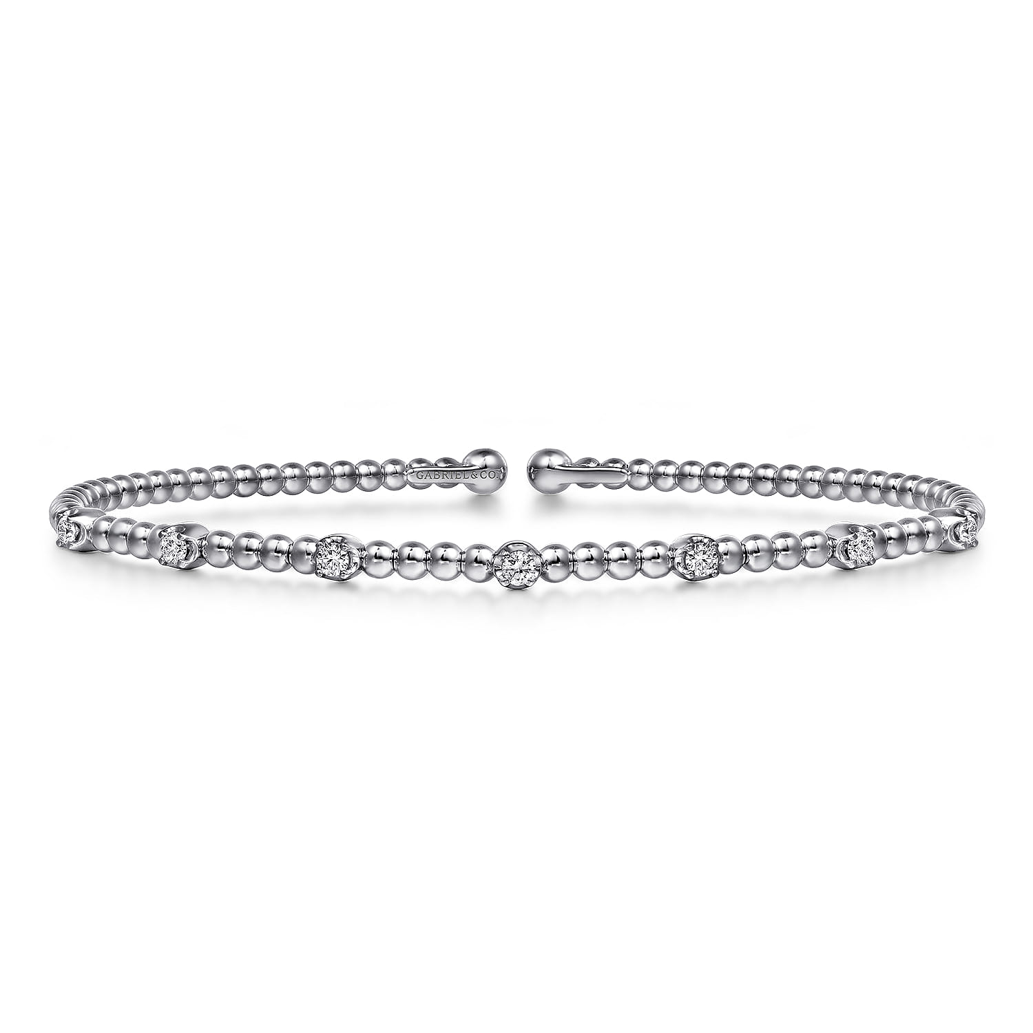 14K White Gold Bujukan Diamond Stations Bangle - 0.21 ct - Shot 1