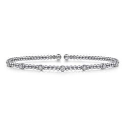 14K White Gold Bujukan Diamond Stations Bangle