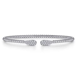 14K White Gold Bujukan Diamond Teardrops Bangle