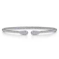 14K White Gold Bujukan Diamond Teardrops Bangle
