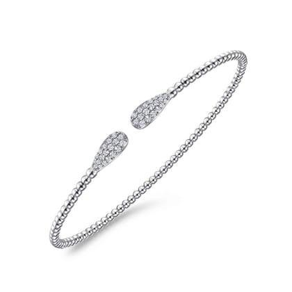14K White Gold Bujukan Diamond Teardrops Bangle