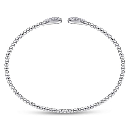 14K White Gold Bujukan Diamond Teardrops Bangle