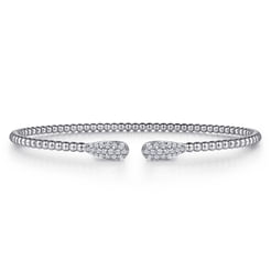14K White Gold Bujukan Diamond Teardrops Bangle
