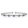 14K White Gold Bujukan Diamond and Blue Sapphire Cuff Bracelet - 0.29 ct
