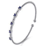 14K White Gold Bujukan Diamond and Blue Sapphire Cuff Bracelet - 0.29 ct