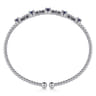 14K White Gold Bujukan Diamond and Blue Sapphire Cuff Bracelet - 0.29 ct