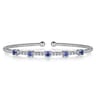 14K White Gold Bujukan Diamond and Blue Sapphire Cuff Bracelet - 0.29 ct