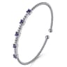 14K White Gold Bujukan Diamond and Blue Sapphire Cuff Bracelet - 0.29 ct