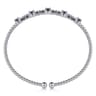 14K White Gold Bujukan Diamond and Blue Sapphire Cuff Bracelet - 0.29 ct