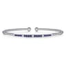 14K White Gold Bujukan Diamond and Blue Sapphire Split Bangle - 0.09 ct