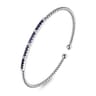 14K White Gold Bujukan Diamond and Blue Sapphire Split Bangle - 0.09 ct
