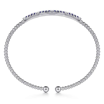 14K White Gold Bujukan Diamond and Blue Sapphire Split Bangle