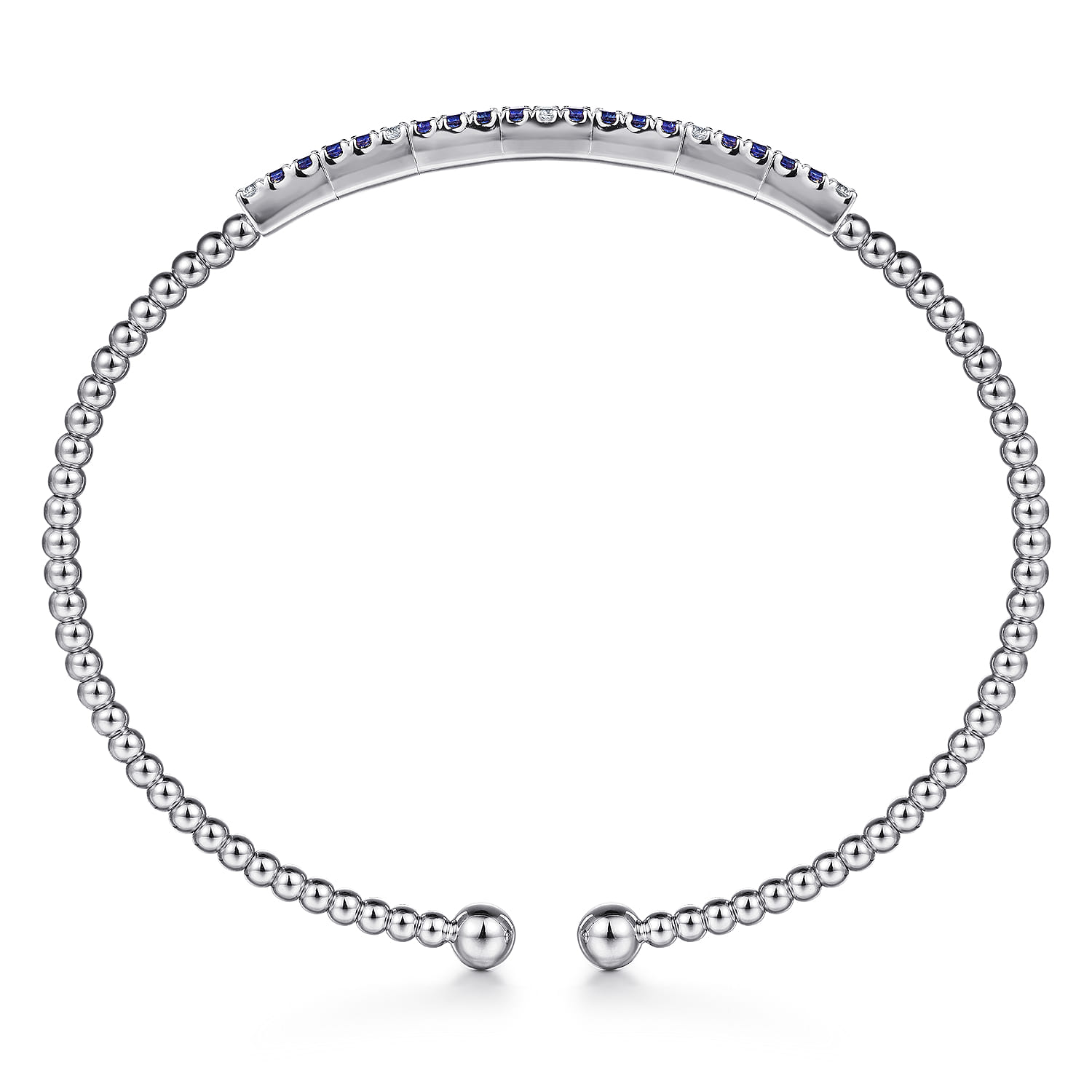 14K White Gold Bujukan Diamond and Blue Sapphire Split Bangle - 0.09 ct - Shot 3