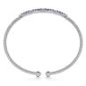 14K White Gold Bujukan Diamond and Blue Sapphire Split Bangle - 0.09 ct