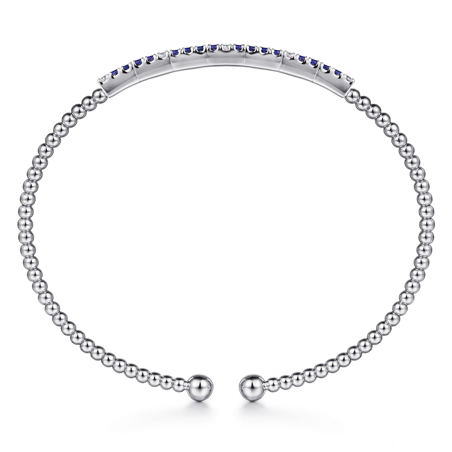 14K White Gold Bujukan Diamond and Blue Sapphire Split Bangle