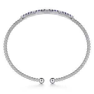 14K White Gold Bujukan Diamond and Blue Sapphire Split Bangle