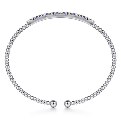 14K White Gold Bujukan Diamond and Blue Sapphire Split Bangle