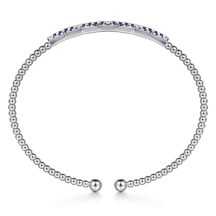 14K White Gold Bujukan Diamond and Blue Sapphire Split Bangle